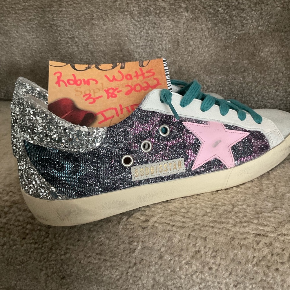 Golden goose glittered superstar